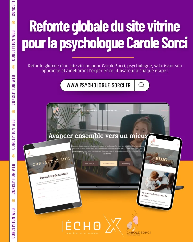 Refonte globale du site vitrine pour la psychologue Carole Sorci !