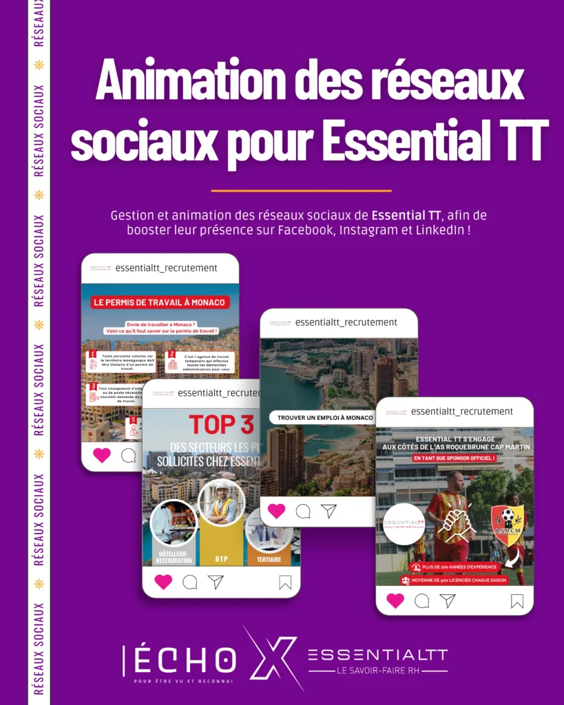 Animation des réseaux Sociaux pour Essential TT