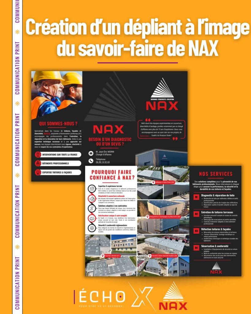 Création d&rsquo;un dépliant à l&rsquo;image du savoir-faire de NAX !