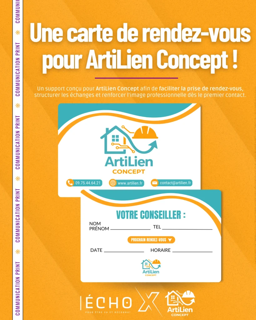 Une carte de rendez-vous pour ArtiLien Concept !