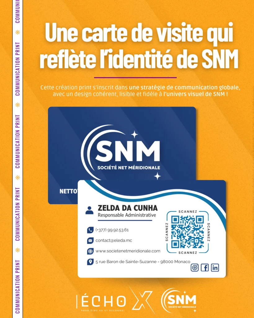 Une carte de visite qui reflète l&rsquo;identité de SNM !