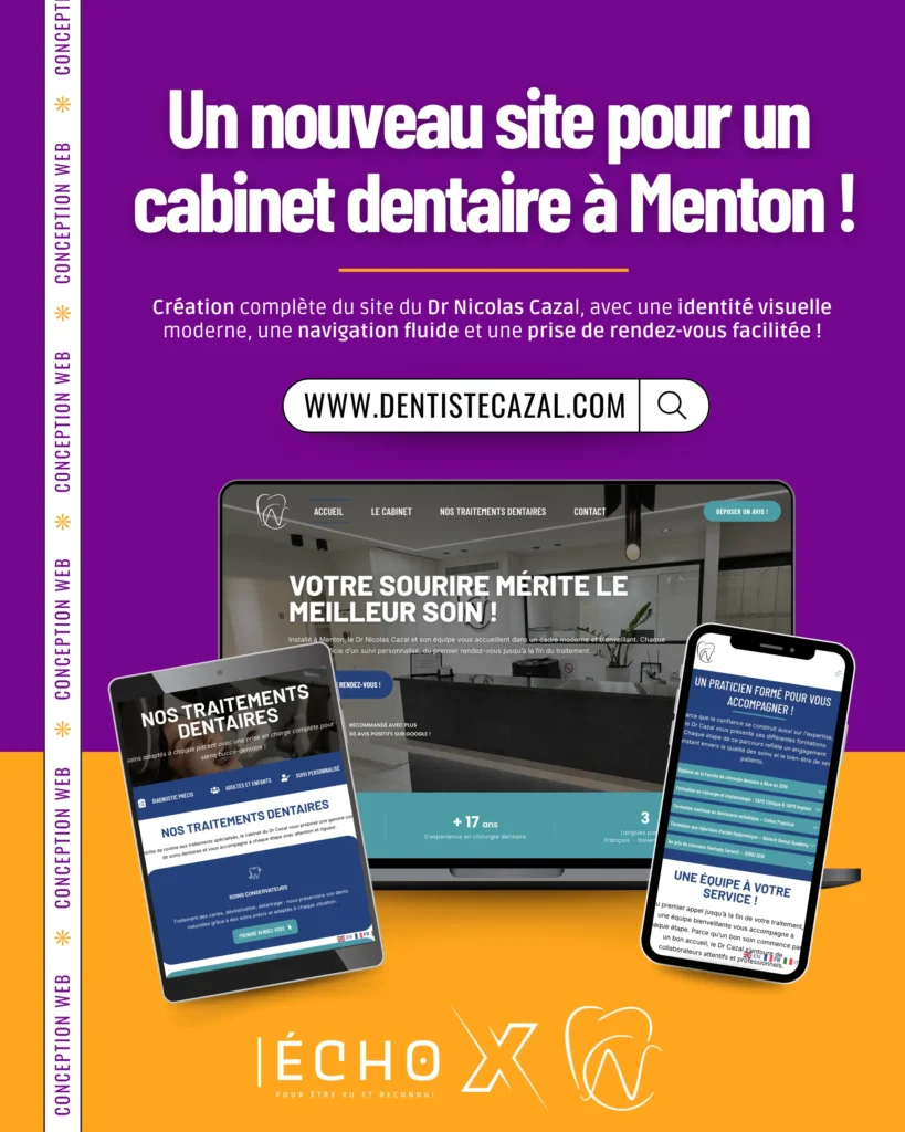 Un nouveau site pour un cabinet de dentaire à Menton !